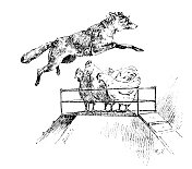 《动物驯服的奇迹》,一只狐狸跳过三只鸡 《动物驯服的奇迹》,一只狐狸跳过三只鸡