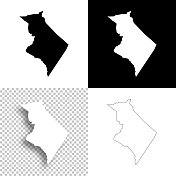 田纳西州的塞卡奇县。设计地图。空白，白色和黑色背景