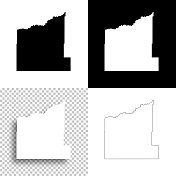 南达科他州哈康县。设计地图。空白，白色和黑色背景