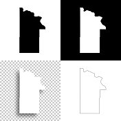 迪克森县，内布拉斯加州。设计地图。空白，白色和黑色背景