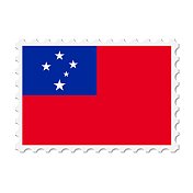 萨摩亚邮票。明信片矢量插图与萨摩亚国旗孤立的白色背景。