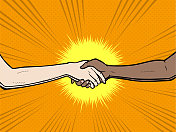 矢量波普艺术女性握手股票插图 矢量波普艺术女性握手股票插图