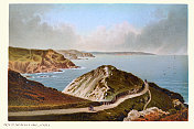 魔鬼洞之路，泽西岛，海峡群岛，海岸风光，19世纪维多利亚风景艺术