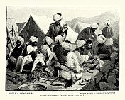1897年，英属印度帝国军队的士兵，山地炮台司机，在托奇远征期间，英属印度军队对瓦济里斯坦的托奇山谷进行了惩罚性的访问，以镇压叛乱