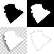 乔治亚州哥伦比亚县。设计地图。空白，白色和黑色背景