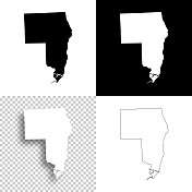 圣克莱尔县，密歇根州。设计地图。空白，白色和黑色背景