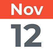 11月12日――日历页。矢量图