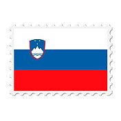 斯洛文尼亚邮票。明信片矢量插图与斯洛文尼亚国旗孤立的白色背景。