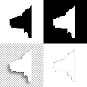 阿拉斯加费尔班克斯东南部。设计地图。空白，白色和黑色背景