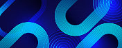 抽象发光的深蓝色几何圆形技术未来的背景设计