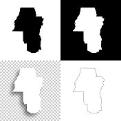 亚当斯县，爱达荷州。设计地图。空白，白色和黑色背景