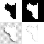 犹他州的瓦萨奇县。设计地图。空白，白色和黑色背景