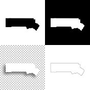 科罗拉多州圣米格尔县。设计地图。空白，白色和黑色背景