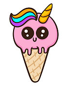 可爱的独角兽冰淇淋卡通