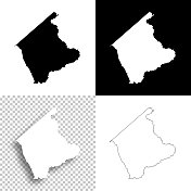 布坎南县，弗吉尼亚州。设计地图。空白，白色和黑色背景