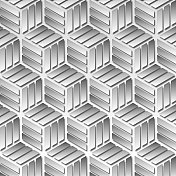 带有阴影的条纹菱形图案,精心排列形成立方体的错觉,创造出视觉上动态的几何显示。 带有阴影的条纹菱形图案,精心排列形成立方体的错觉,创造出视觉上动态的几何显示。