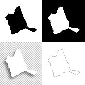 沃伦县，乔治亚州。设计地图。空白，白色和黑色背景