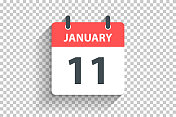 1月11日-每日日历图标在平面设计风格的空白背景