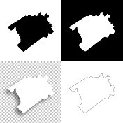 达灵顿县，南卡罗来纳州。设计地图。空白，白色和黑色背景