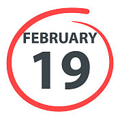 2月19日――白底上用红色圈出的日期