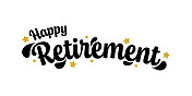 快乐退休刻字书法条幅、海报、卡片矢量插图。