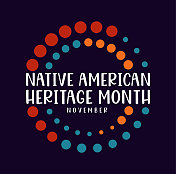 美国原住民传统月海报，11月。向量