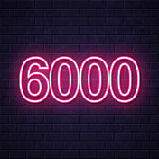 6000 - 6000。在砖墙背景上发光的霓虹灯图标