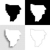 弗洛伊德县，印第安纳州。设计地图。空白，白色和黑色背景