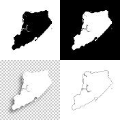 里士满县，纽约。设计地图。空白，白色和黑色背景