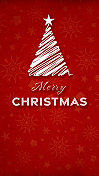 垂直深栗色的圣诞节壁纸纹理和小物体，如礼物或礼品盒，雪花水印图案和一棵圣诞树与文字圣诞快乐