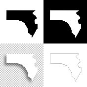 乔治亚州的范宁县。设计地图。空白，白色和黑色背景