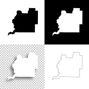 佛罗里达州华盛顿县。设计地图。空白，白色和黑色背景