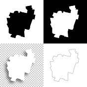 肯纳贝克县，缅因州。设计地图。空白，白色和黑色背景