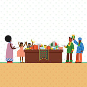 宽扎节庆祝-快乐的家庭宽扎节-平面设计矢量艺术股票插图