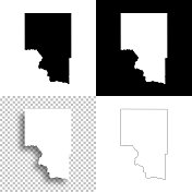 爱达荷州的古丁县。设计地图。空白，白色和黑色背景