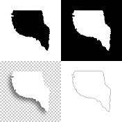 德克萨斯州纳科多奇县。设计地图。空白，白色和黑色背景