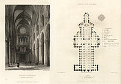 法国大教堂，鲁昂大教堂，鲁昂，法国，古董法国雕刻，1837年