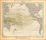 11月太平洋天气模式图，德国古董维多利亚雕刻，1896