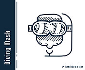 水肺潜水设备,水肺面罩单一图标设计 水肺潜水设备,水肺面罩单一图标设计