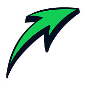 升起的箭头卡通符号孤立在白色上