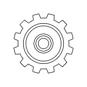 手绘齿轮图标矢量插图。齿轮，机械，工程师。