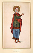 撒迦利亚或撒迦利亚，施洗约翰的父亲，身着拜占庭帝国的帝王服装，10世纪的拜占庭艺术