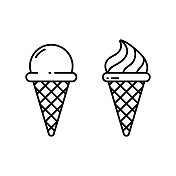 冰淇淋线图标集矢量设计。