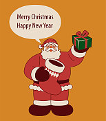 圣诞老人带着圣诞礼物和圣诞袜,祝你圣诞快乐,新年快乐 圣诞老人带着圣诞礼物和圣诞袜,祝你圣诞快乐,新年快乐