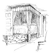 汉普顿县，马萨诸塞州的古董图像:高海报床