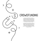 众筹图标的连续线条绘制。手绘符号矢量插图。