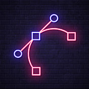 向量。在砖墙背景上发光的霓虹灯图标 向量。在砖墙背景上发光的霓虹灯图标