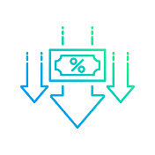 利率梯度线图标。Icon适用于网页设计、移动应用、UI、UX和GUI设计。