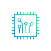 微芯片梯度线图标。Icon适用于网页设计、移动应用、UI、UX和GUI设计。
