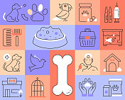 宠物店相关的矢量线图标。轮廓符号集合 宠物店相关的矢量线图标。轮廓符号集合